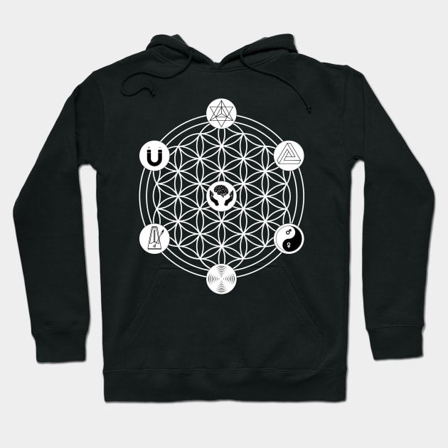 Seven Hermetic Principles of the Kybalion Flower of Life Hoodie by AltrusianGrace